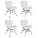 Kit 4 Cadeiras de jantar estofada Charles Eames Eiffel Slim Wood confort – Branco