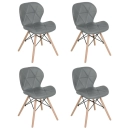 Kit 4 Cadeiras de jantar estofada Charles Eames Eiffel Slim Wood confort – Cinza