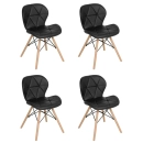 Kit 4 Cadeiras de jantar estofada Charles Eames Eiffel Slim Wood confort – Preto