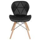 Kit 4 Cadeiras de jantar estofada Charles Eames Eiffel Slim Wood confort – Preto