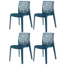 Kit 4 Cadeiras de jantar Gruvyer com design contemporâneo e anatômico - Azul petróleo