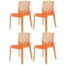 Kit 4 Cadeiras de jantar Gruvyer com design contemporâneo e anatômico - Laranja