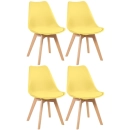 Kit 4 Cadeiras de jantar Leda com assento estofado e design moderno - Amarelo