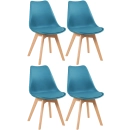 KIt 4 Cadeiras de jantar Leda com assento estofado e design moderno - Azul petróleo