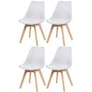kit 4 Cadeiras de jantar Leda com assento estofado e design moderno - Branco