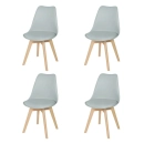 Kit 4 Cadeiras de jantar Leda com assento estofado e design moderno - Cinza claro