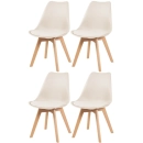 Kit 4 Cadeiras de jantar Leda com assento estofado e design moderno - Creme