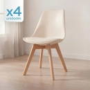Kit 4 Cadeiras de jantar Leda com assento estofado e design moderno - Creme