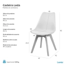 Kit 4 Cadeiras de jantar Leda com assento estofado e design moderno - Creme