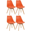 Kit 4 Cadeiras de jantar Leda com assento estofado e design moderno - Laranja
