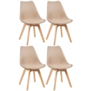 Kit 4 Cadeiras de jantar Leda com assento estofado e design moderno - Nude