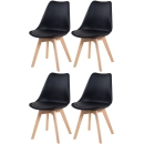 Kit 4 Cadeiras de jantar Leda com assento estofado e design moderno - Preto