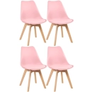 Kit 4 Cadeiras de jantar Leda com assento estofado e design moderno - Rosa claro