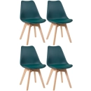 Kit 4 Cadeiras de jantar Leda com assento estofado e design moderno - Verde escuro