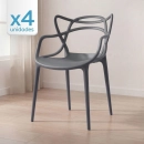 Kit 4 Cadeiras de jantar Master Allegra Design Moderno em Polipropileno - Cinza escuro
