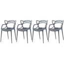 Kit 4 Cadeiras de jantar Master Allegra Design Moderno em Polipropileno - Cinza escuro