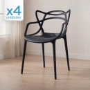 Kit 4 Cadeiras de jantar Master Allegra Design Moderno em Polipropileno - Preto
