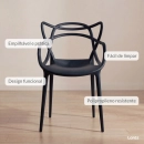 Kit 4 Cadeiras de jantar Master Allegra Design Moderno em Polipropileno - Preto