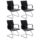 Kit 4 cadeiras escritório Esteirinha Home office fixa recepção - Preto