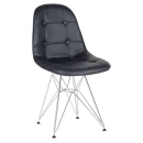 Kit 4 Cadeiras estofada Charles Eames Eiffel Botonê DKR com pés de metal cromado – Preto