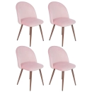 Kit 4 cadeiras estofada de jantar Maite Sedona em veludo – Rosa Claro
