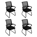 Kit 4 Cadeiras estofada Office Tok com base fixa para escritório – Preto