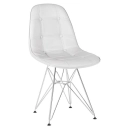 Kit 4 cadeiras estofadas Charles Eames Eiffel Botonê com pés de metal cromado - Cinza claro