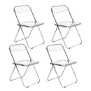 Kit 4 cadeiras jantar design dobrável cristal acrílico transparente Italia - Incolor