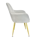 Kit 4 Cadeiras Poltrona Lines com pés dourados Suede para sala de jantar – Cinza