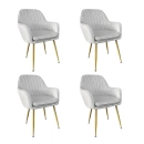 Kit 4 Cadeiras Poltrona Lines com pés dourados Suede para sala de jantar – Cinza