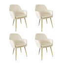Kit 4 Cadeiras Poltrona Lines com pés dourados Suede para sala de jantar – Creme