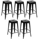 Kit 5 Banquetas alta para bancada Iron Tolix 76 cm - Preto semibrilho