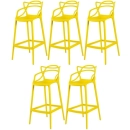 Kit 5 Banquetas alta para bancada Master Allegra em Polipropileno 78 cm - Amarelo