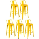 Kit 5 banquetas altas para bancada Iron Tolix com encosto 76 cm – Amarelo