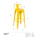 Kit 5 banquetas altas para bancada Iron Tolix com encosto 76 cm – Amarelo