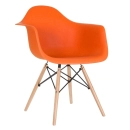 Kit 5 cadeiras Charles Eames Eiffel DAW com pés de madeira clara - Laranja