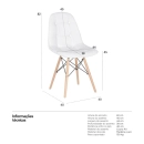 Kit 5 Cadeiras de jantar Charles Eames Eiffel Botonê Estofada – Branco