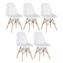 Kit 5 Cadeiras de jantar Charles Eames Eiffel Botonê Estofada – Branco
