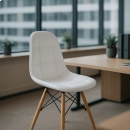 Kit 5 Cadeiras de jantar Charles Eames Eiffel Botonê Estofada – Branco