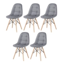 Kit 5 Cadeiras de jantar Charles Eames Eiffel Botonê Estofada – Cinza-escuro
