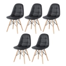 Kit 5 Cadeiras de jantar Charles Eames Eiffel Botonê Estofada – Preto
