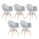Kit 5 Cadeiras de jantar Charles Eames Eiffel DAW em Polipropileno - Cinza claro