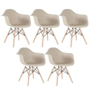 Kit 5 Cadeiras de jantar Charles Eames  Eiffel DAW em Polipropileno - Nude