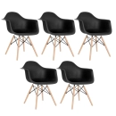 Kit 5 Cadeiras de jantar Charles Eames Eiffel DAW em Polipropileno - Preto