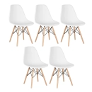 Kit 5 Cadeiras de jantar Charles Eames Eiffel DSW em Polipropileno - Branco