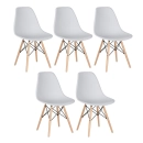 Kit 5 Cadeiras de jantar Charles Eames Eiffel DSW em Polipropileno - Cinza claro