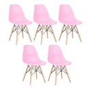 Kit 5 Cadeiras de jantar Charles Eames Eiffel DSW em Polipropileno - Rosa claro