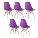 Kit 5 Cadeiras de jantar Charles Eames Eiffel DSW em Polipropileno - Roxo