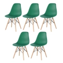 Kit 5 Cadeiras de jantar Charles Eames Eiffel DSW em Polipropileno - Verde escuro