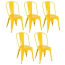 Kit 5 Cadeiras de jantar Iron Tolix com design industrial - Amarelo
